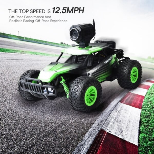 Gizmovine HQ02 Wify Remote Control Car with Camera, High Speed Racing Off-Road RC Cars with 2 Rechargeable Batteries, Waterproof RC Monster Trucks Buggy Vehicle Electric Toy Cars for All Kids Boy, Green - Image 5