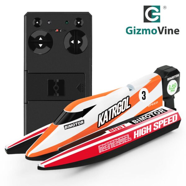 GizmoVine T06 Mini Remote Control Double Hull Speed Boat for Pools and Ponds, Red - Image 1