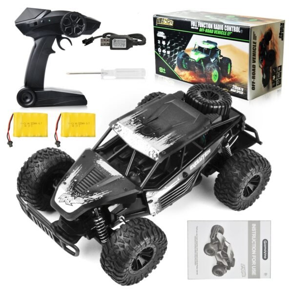 Gizmovine HQ01 Remote Control Car, 1:14 Large Size High Speed Racing Off Road RC Cars with 2 Rechargeable Batteries, Waterproof RC Monster Trucks Electric Toy Vehicle Drift Car for Boys Teens Adults, Black - Image 2