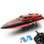 GizmoVine T01 Remote Control Boat High Speed (20MPH+) Remote Control Boats for Pools and Lakes with Extra Battery for Kids and Adults , Red