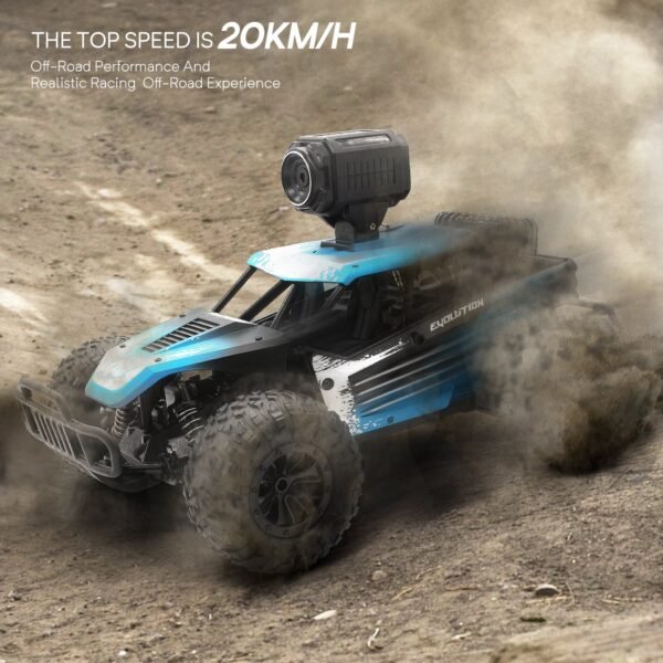 Gizmovine HQ02 Wify Remote Control Car with Camera, High Speed Racing Off-Road RC Cars with 2 Rechargeable Batteries, Waterproof RC Monster Trucks Buggy Vehicle Electric Toy Cars for All Kids Boy, Blue - Image 5