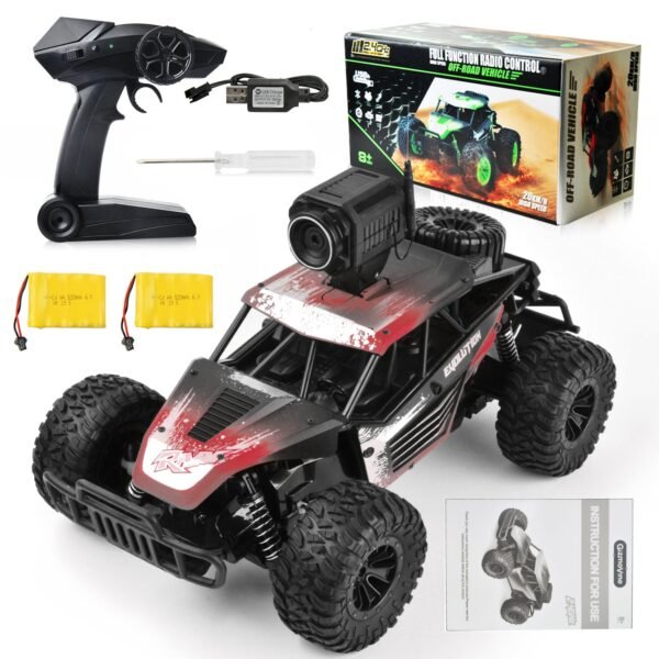 Gizmovine HQ02 Wify Remote Control Car with Camera, High Speed Racing Off-Road RC Cars with 2 Rechargeable Batteries, Waterproof RC Monster Trucks Buggy Vehicle Electric Toy Cars for All Kids Boy, Red - Image 6