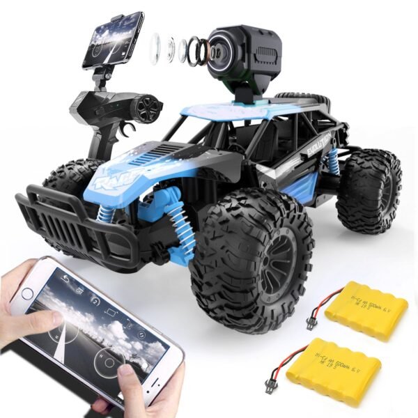 Gizmovine HQ02 Wify Remote Control Car with Camera, High Speed Racing Off-Road RC Cars with 2 Rechargeable Batteries, Waterproof RC Monster Trucks Buggy Vehicle Electric Toy Cars for All Kids Boy, Blue - Image 1