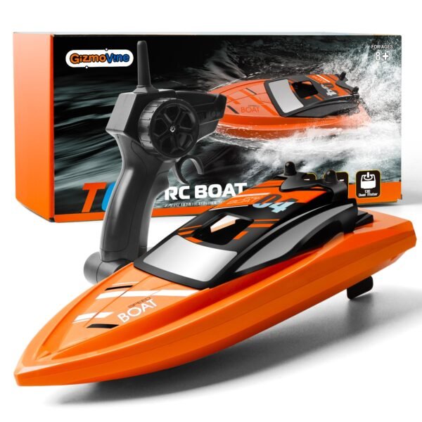 Gizmovine T04 Remote Control Boats for Pools and Lakes, 2.4GHz High Speed RC Boats for Kids, Adventure Racing Boat Toys for Boys, Orange - Image 2