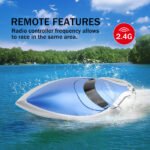GizmoVine 2021 Version (H106), T03 Remote Control Boat High Speed (20MPH+) RC Boats for Pools and Lakes with Extra Battery for Kids and Adults , Blue and White - Image 2
