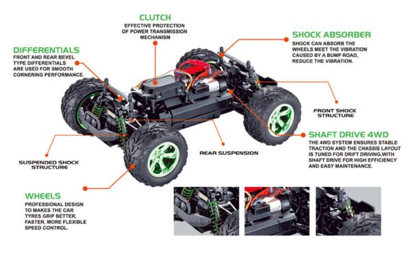 GizmoVine Remote Control Car Hobbyist 4x4 FY15 RC Truck, [1:16 Scale 45 Km/h High Speed IPX-5 Water Resist] Off Road Racing Electric 4WD Monster Truck Toy Vehicle with Rechargeable Batteries for Adult Boys - Image 10