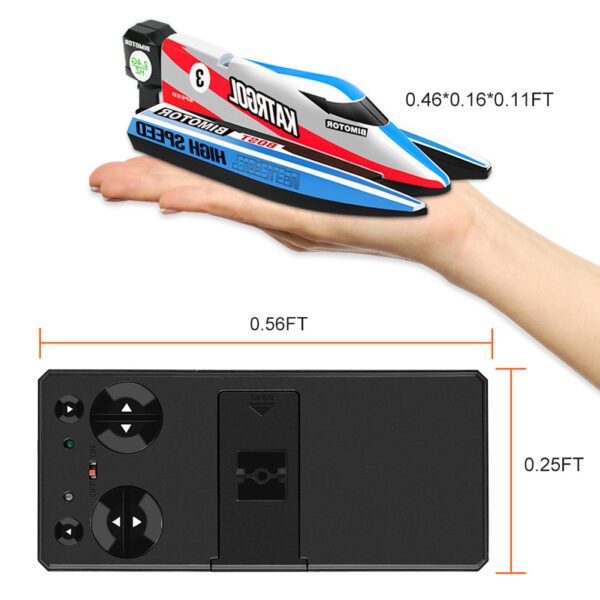 GizmoVine T06 Mini Remote Control Double Hull Speed Boat for Pools and Ponds, Blue - Image 4