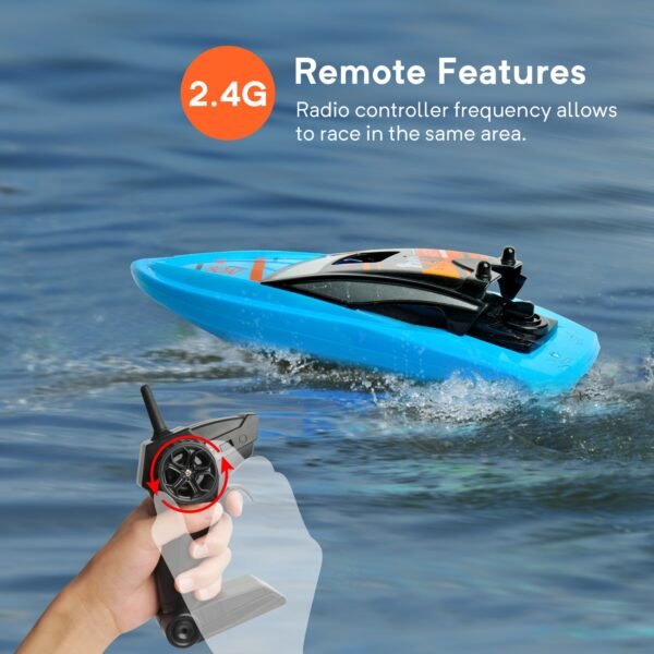 GizmoVine T04 Remote Control Boats for Pools and Lakes, 2.4GHz High Speed RC Boats for Kids, Adventure Racing Boat Toys for Boys, Blue - Image 4