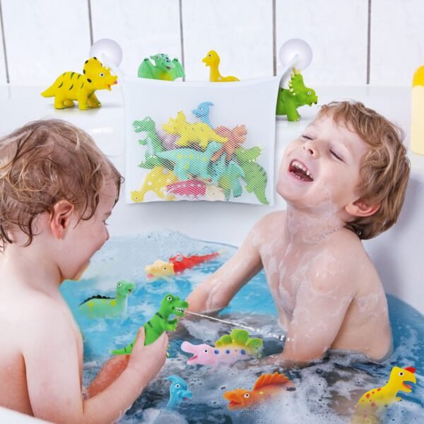 Gizmovine Dinosaur Baby Bath Toys for Toddlers, 12 Pack Bathtub Toys for Boys and Girls, Safe Dinosaur Figures Playset Water Squirts Toys for Bathtub with Bath Toy Organizer - Image 4