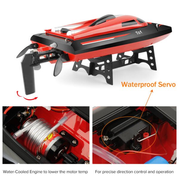 GizmoVine T01 Remote Control Boat High Speed (20MPH+) Remote Control Boats for Pools and Lakes with Extra Battery for Kids and Adults , Red - Image 4