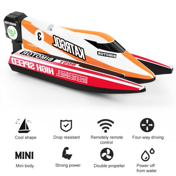 GizmoVine T06 Mini Remote Control Double Hull Speed Boat for Pools and Ponds, Red - Image 4