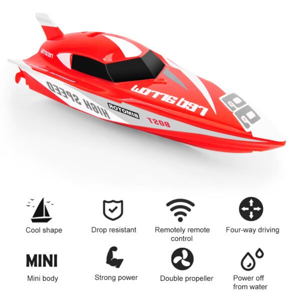 GizmoVine T05 Mini Remote Control Speed Boat for Pools and Ponds, Red - Image 4