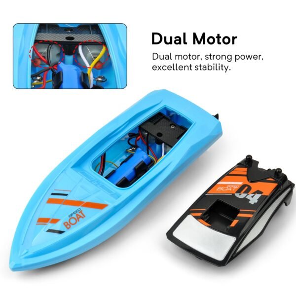 GizmoVine T04 Remote Control Boats for Pools and Lakes, 2.4GHz High Speed RC Boats for Kids, Adventure Racing Boat Toys for Boys, Blue - Image 5