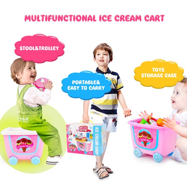 Gizmovine Ice Cream Pretend Toys Set 31pcs Pretend School Playset Food Truck Ice Cream Cart Toys for Kids Boys Girls - Image 5