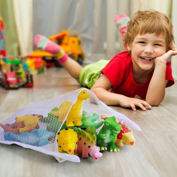 Gizmovine Dinosaur Baby Bath Toys for Toddlers, 12 Pack Bathtub Toys for Boys and Girls, Safe Dinosaur Figures Playset Water Squirts Toys for Bathtub with Bath Toy Organizer - Image 6