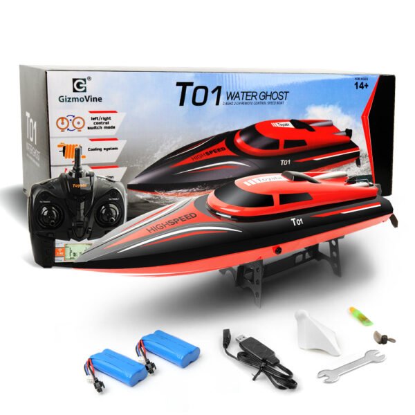 GizmoVine T01 Remote Control Boat High Speed (20MPH+) Remote Control Boats for Pools and Lakes with Extra Battery for Kids and Adults , Red - Image 6