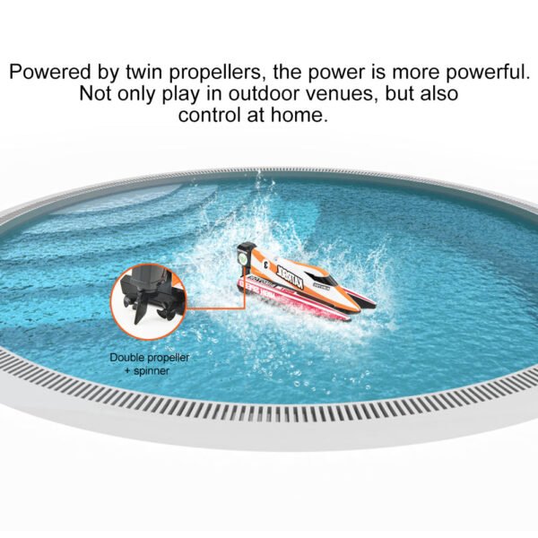 GizmoVine T06 Mini Remote Control Double Hull Speed Boat for Pools and Ponds, Red - Image 6