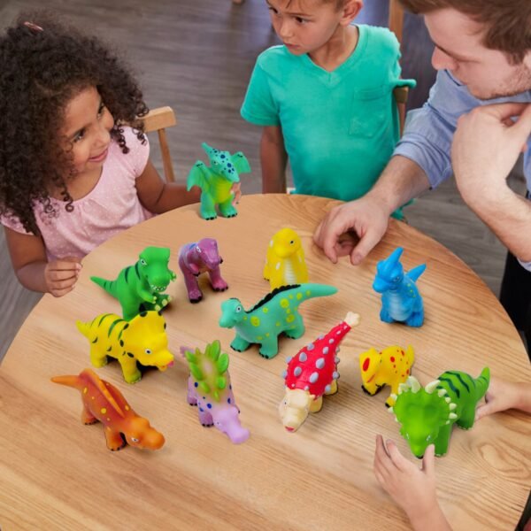 Gizmovine Dinosaur Baby Bath Toys for Toddlers, 12 Pack Bathtub Toys for Boys and Girls, Safe Dinosaur Figures Playset Water Squirts Toys for Bathtub with Bath Toy Organizer - Image 7