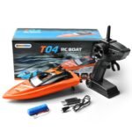 Gizmovine T04 Remote Control Boats for Pools and Lakes, 2.4GHz High Speed RC Boats for Kids, Adventure Racing Boat Toys for Boys, Orange