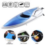 GizmoVine 2021 Version (H106), T03 Remote Control Boat High Speed (20MPH+) RC Boats for Pools and Lakes with Extra Battery for Kids and Adults , Blue and White - Image 11