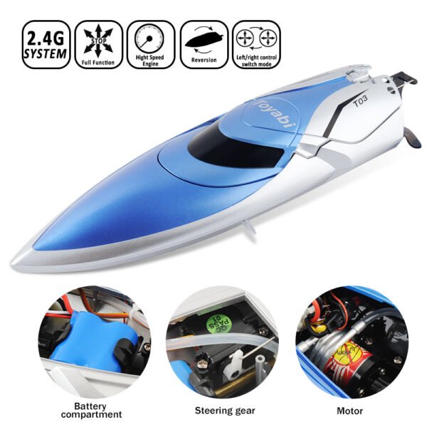 GizmoVine 2021 Version (H106), T03 Remote Control Boat High Speed (20MPH+) RC Boats for Pools and Lakes with Extra Battery for Kids and Adults , Blue and White - Image 11