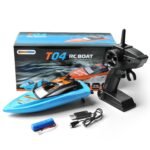 GizmoVine T04 Remote Control Boats for Pools and Lakes, 2.4GHz High Speed RC Boats for Kids, Adventure Racing Boat Toys for Boys, Blue