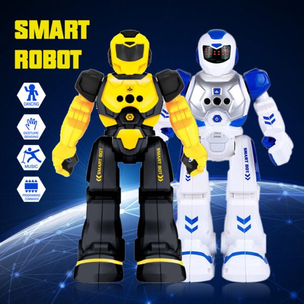 GizmoVine Remote Control Robot for Kids Intelligent Programmable with Infrared Controller, Dancing, Singing, Led Eyes, Gesture Sensing, Yellow - Image 4