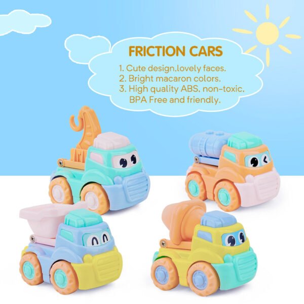 Gizmovine 4WD Mini Cartoon Inertial Cars Construction Vehicle Truck Toy Friction Powered Push Go - Image 9