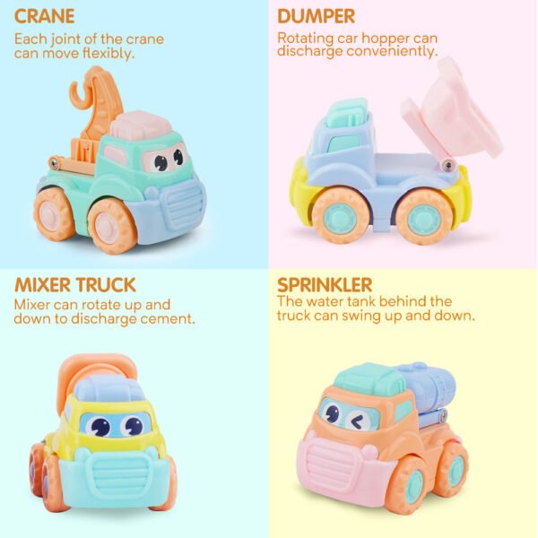 Gizmovine 4WD Mini Cartoon Inertial Cars Construction Vehicle Truck Toy Friction Powered Push Go - Image 10