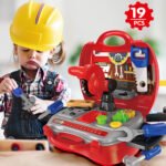 GizmoVine Workbench and Construction Toy Tool Kit, 19 PCs Toddler Pretend Play Tool Box - Image 2