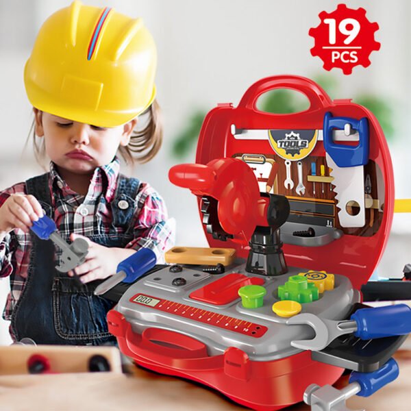 GizmoVine Workbench and Construction Toy Tool Kit, 19 PCs Toddler Pretend Play Tool Box - Image 2
