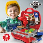 GizmoVine Workbench and Construction Toy Tool Kit, 19 PCs Toddler Pretend Play Tool Box