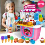 Gizmovine Ice Cream Pretend Toys Set 31pcs Pretend School Playset Food Truck Ice Cream Cart Toys for Kids Boys Girls - Image 12
