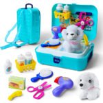 GizmoVine Dog Grooming Doctor Kit, Puppy Carrier Pretend Play Set
