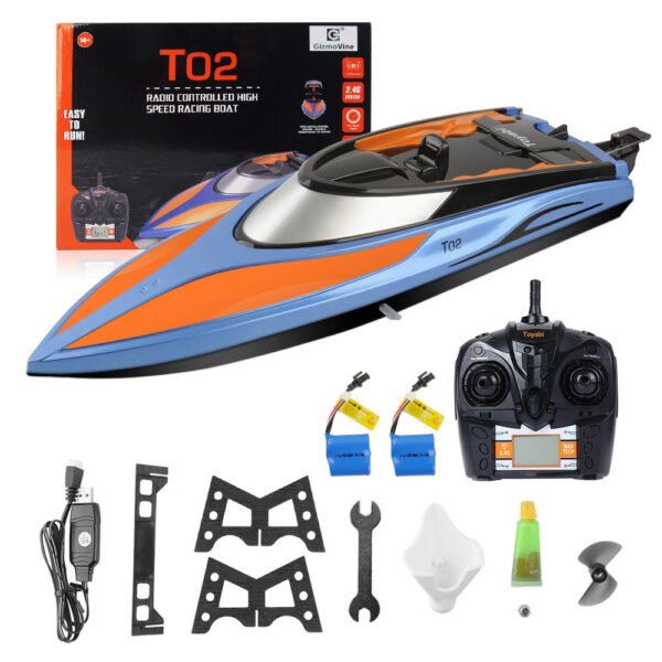 GizmoVine 2021 Version (H102)-T02 Remote Control Boat High Speed (20MPH+) RC Boats for Pools and Lakes with Extra Battery for Kids and Adults , Blue and Orange - Image 15