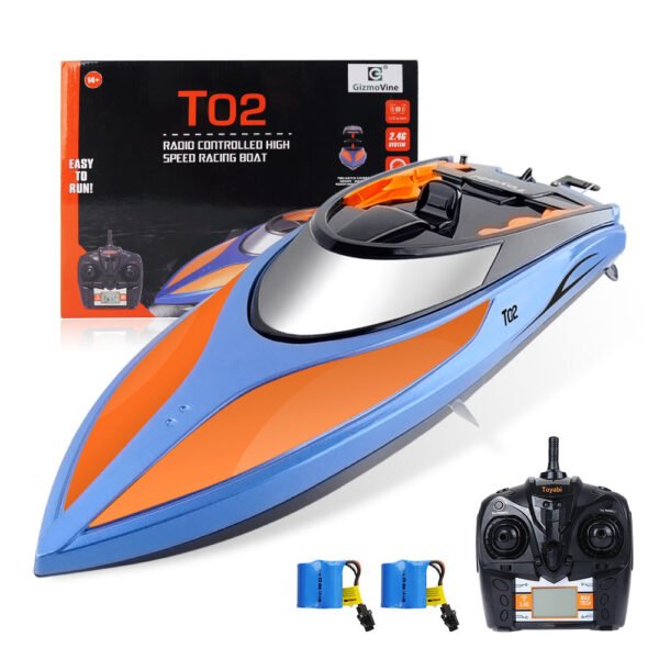 GizmoVine 2021 Version (H102)-T02 Remote Control Boat High Speed (20MPH+) RC Boats for Pools and Lakes with Extra Battery for Kids and Adults , Blue and Orange - Image 16