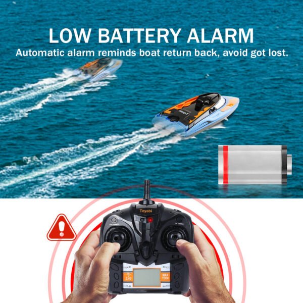 GizmoVine 2021 Version (H102)-T02 Remote Control Boat High Speed (20MPH+) RC Boats for Pools and Lakes with Extra Battery for Kids and Adults , Blue and Orange - Image 12