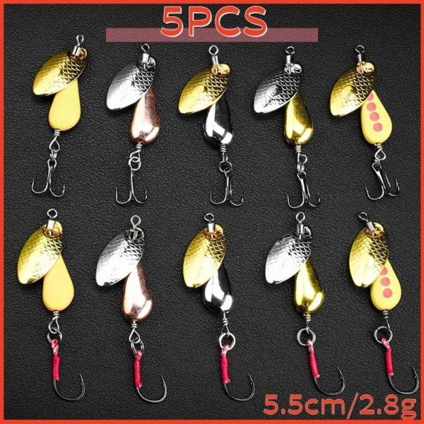 New Metal Spinner Spoon Fishing Lure Micro Rotating Sequins Bait Single Hook and Triple Hook Sequins Spoon Fishing Lures Tackles - Image 1