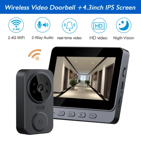 Wireless wireless smart video doorbell,Wireless intercom,Real-time notification,Two-way HD camera,Night vision monitor HD camera - Image 1