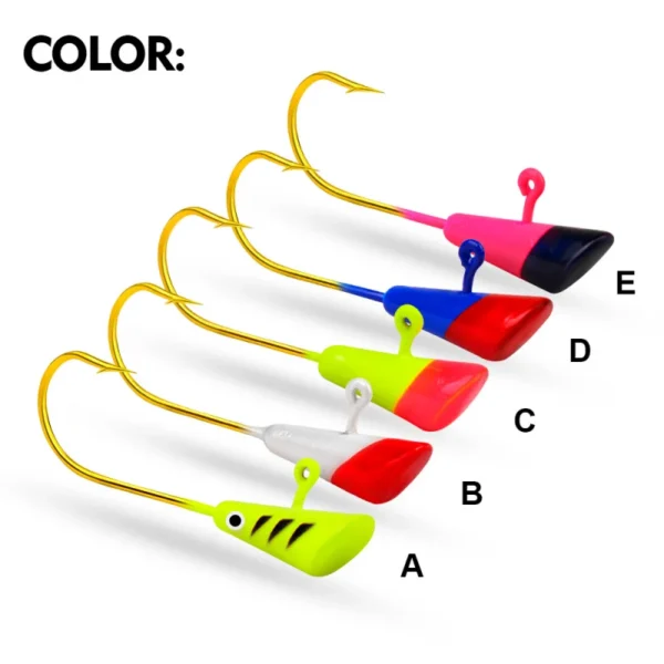 5Pcs/Set 0.8/1.8/2.9g Rainbow Jig Head Hook Sharp Saltwater Freshwater Metal Soft Lure Worm Barb Fishhook Kit Worm Jig Head Hook - Image 6