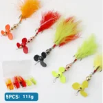 5PCS Composite Rotating Sequin propeller Bait Treble Hook Wobblers Swinging Metal Mine Lure Fish Tackle - Image 2