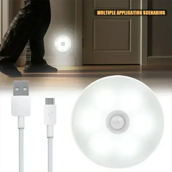 PIR Motion Sensor LED Night Light USB Rechargeable Night Lamp For Kitchen Cabinet Wardrobe Lamp Staircase Wireless Closet Light - Image 6