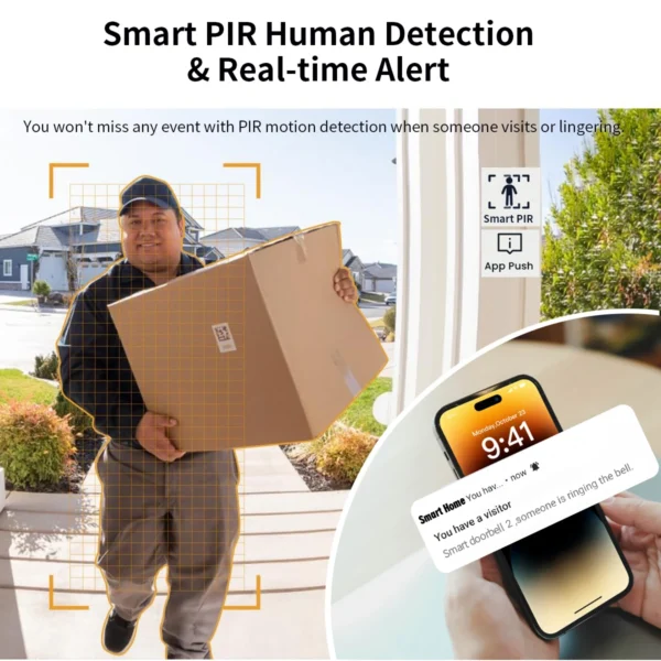 Wireless Smart Video Doorbell, WiFi home Security Camera, Two-way Audio, Night Vision, Battery,Home Burglar Alarm - Image 6