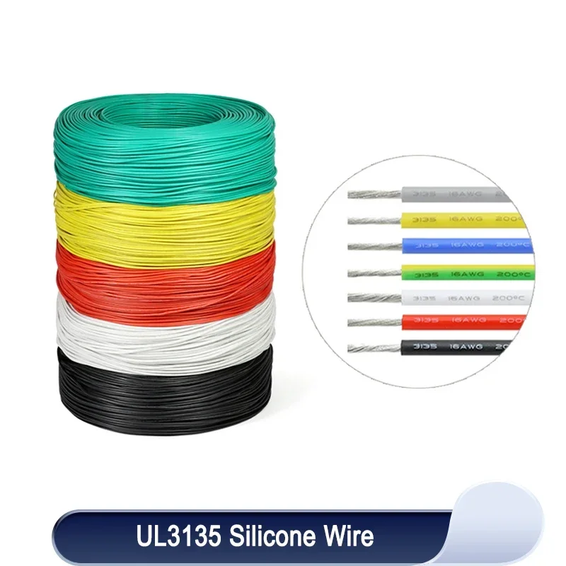 kf-S09c26b701efe460097a1c2c9fd0149f1x 2/5/10m UL3135 Wire High Temperature Resistant Cable 30 28 26 24 22 20 18 16 14 12 10 AWG Silicone Insulation Tinned Copper Line - Image 1