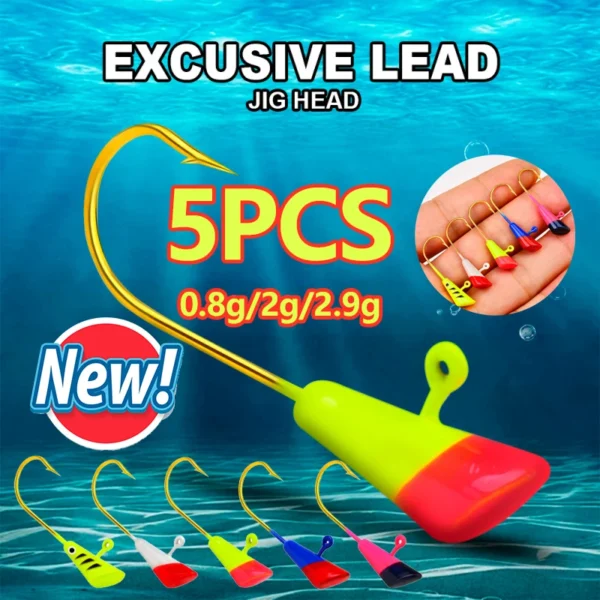 5Pcs/Set 0.8/1.8/2.9g Rainbow Jig Head Hook Sharp Saltwater Freshwater Metal Soft Lure Worm Barb Fishhook Kit Worm Jig Head Hook - Image 1