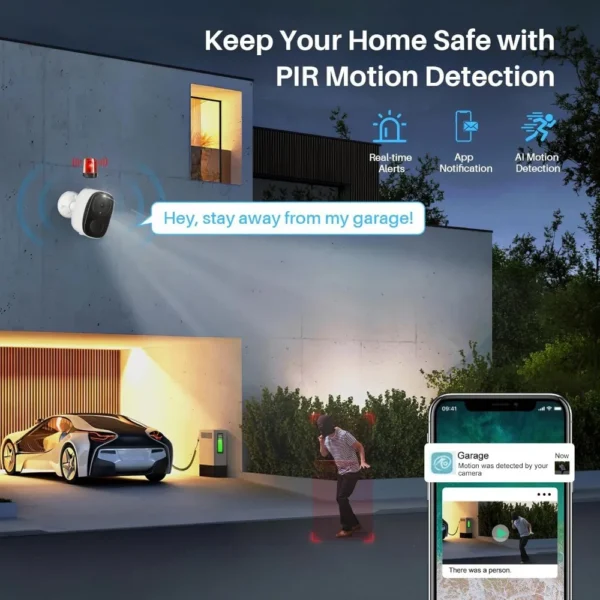 2K Color Night Vision Battery Powered Camera With 2.4GHz WiFi-Solar Panel Not Included,Wire-Free Battery Powered Security Camera - Image 5