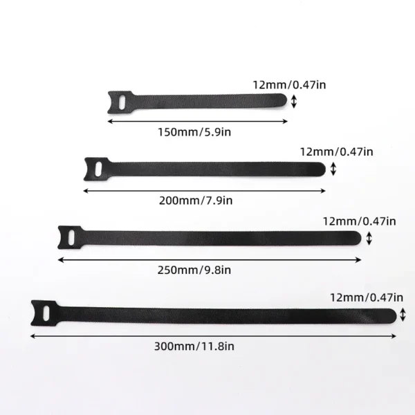 Wire Organizer Releasable Cable Ties Black 15 20 25 30cm Nylon Hook Loop Straps Wrap Zip Bundle Bandage Tie Plastics Fastening - Image 2