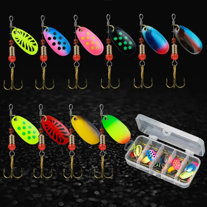 kf-S13f1328235c24d0ea458fd37aca44231y 10pcs/Set Crankbaits Fishing Spinner Fishing Lures Wobblers Metal Sequin Trout Spoon With Hooks for Carp Artificial Fishing Bait - Image 1