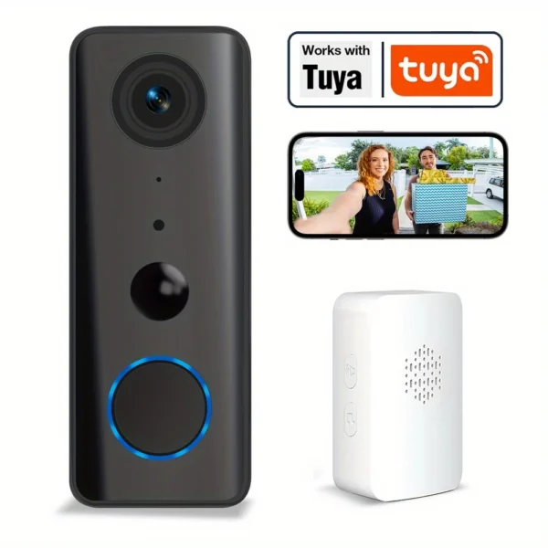 Tuya 3MP WiFi wireless Smart video doorbell Outdoor doorbell camera automatically sensing PIR motion detection 5200MA waterproof - Image 1