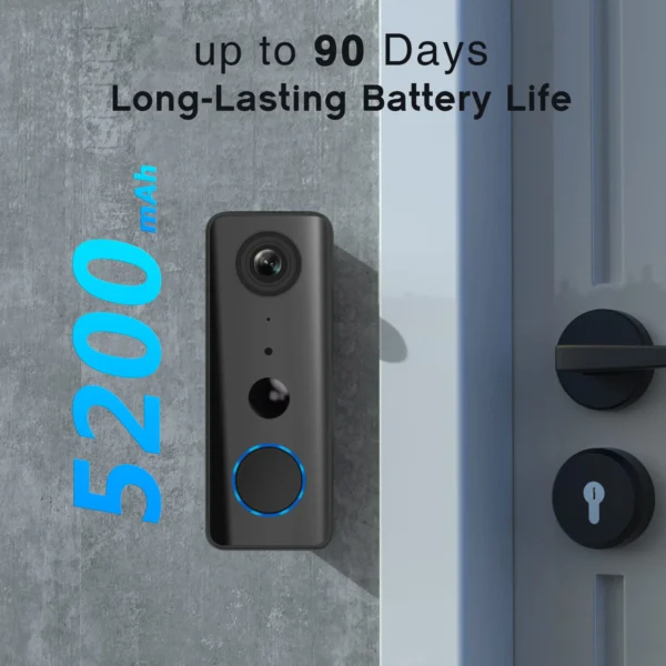 Tuya 3MP WiFi wireless Smart video doorbell Outdoor doorbell camera automatically sensing PIR motion detection 5200MA waterproof - Image 4